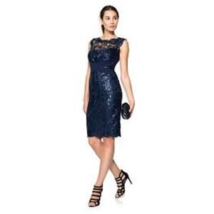 Tadashi Shoji Paillette Embroidered Lace Sheath Black Tie Event Gala Women 6